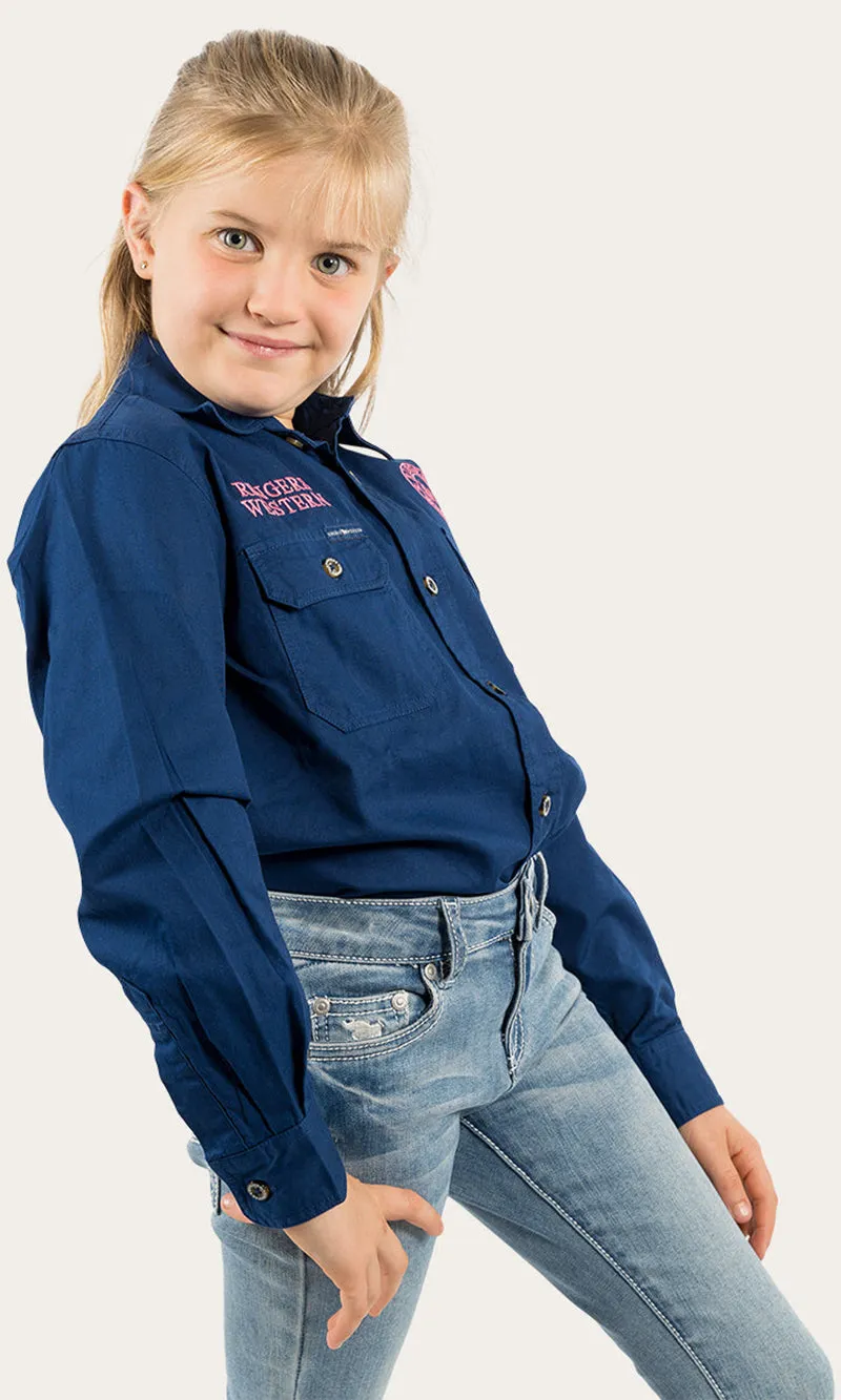 Jackaroo Kids Long Sleeve Full Button Embroidered Workshirt, More Colours