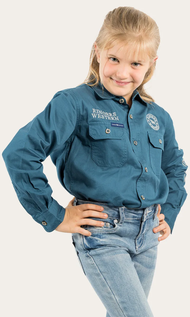 Jackaroo Kids Long Sleeve Full Button Embroidered Workshirt, More Colours