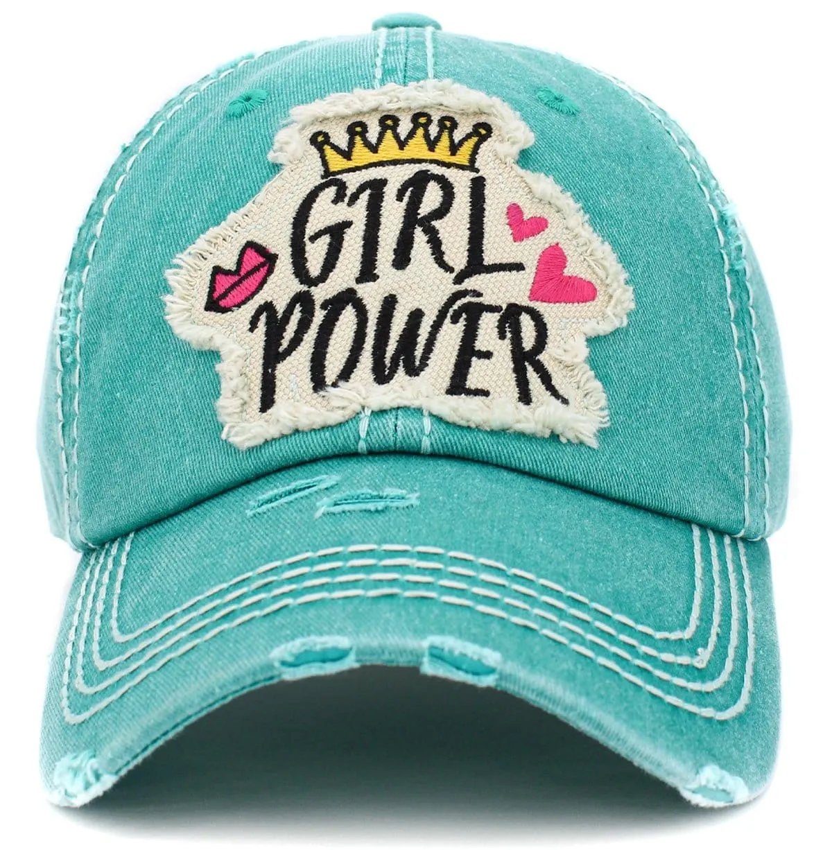 KBV1407 "GIRL POWER" Vintage Distressed Cotton Cap