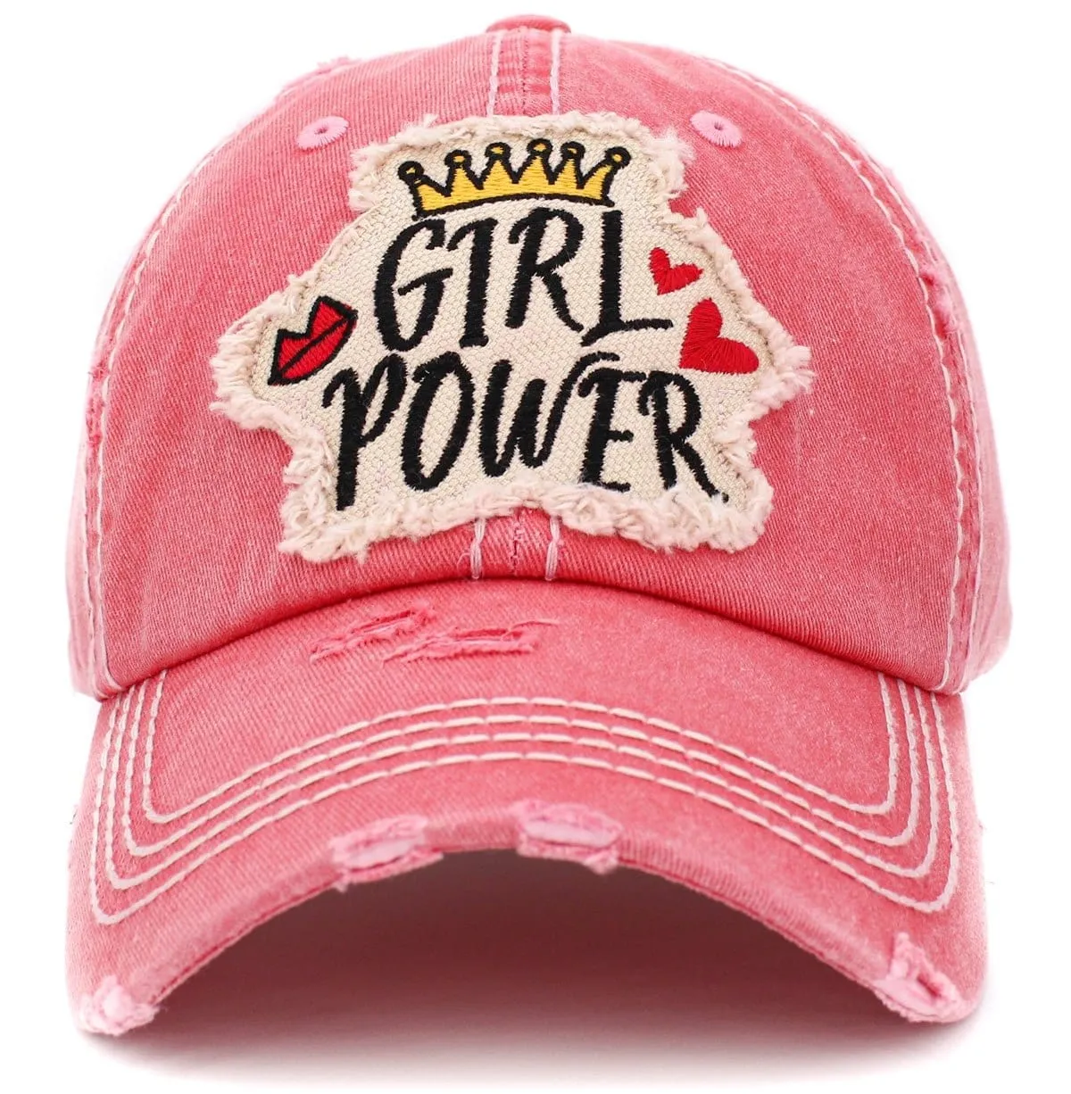 KBV1407 "GIRL POWER" Vintage Distressed Cotton Cap