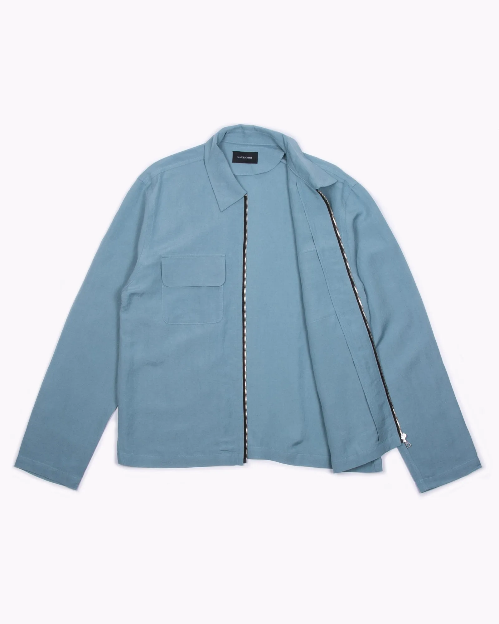 Linen Rayon Zip Blouson - Sky