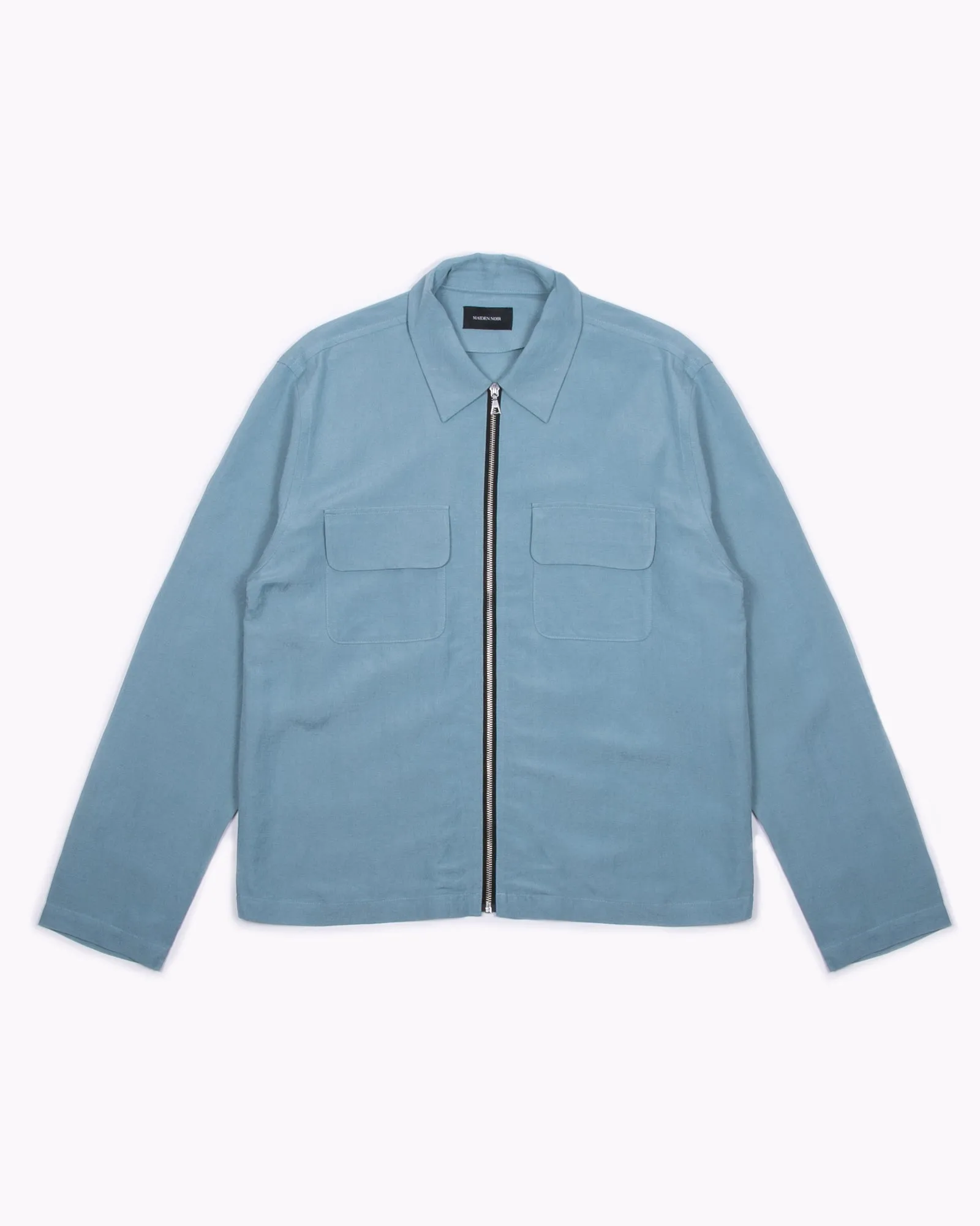 Linen Rayon Zip Blouson - Sky