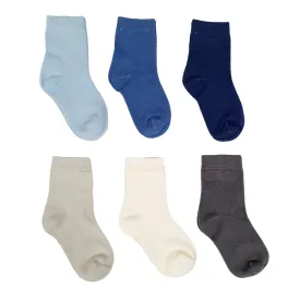 Little Team Cotton Rich Seamless Socks Blue Plain 6Pk (0-4yrs)