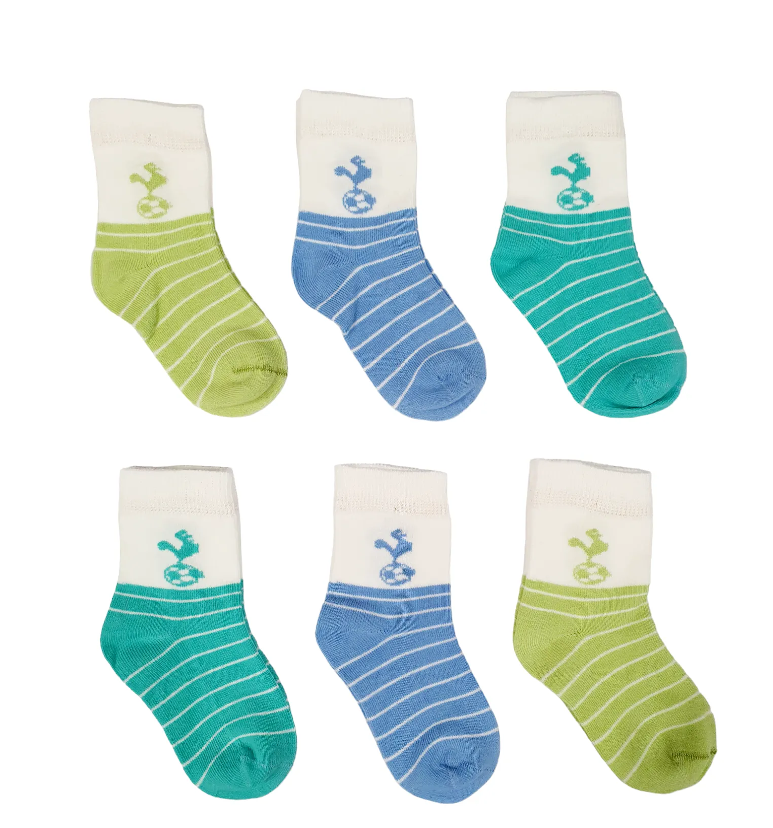 Little Team Cotton Rich Seamless Socks Green Striped 6Pk (0-4yrs)