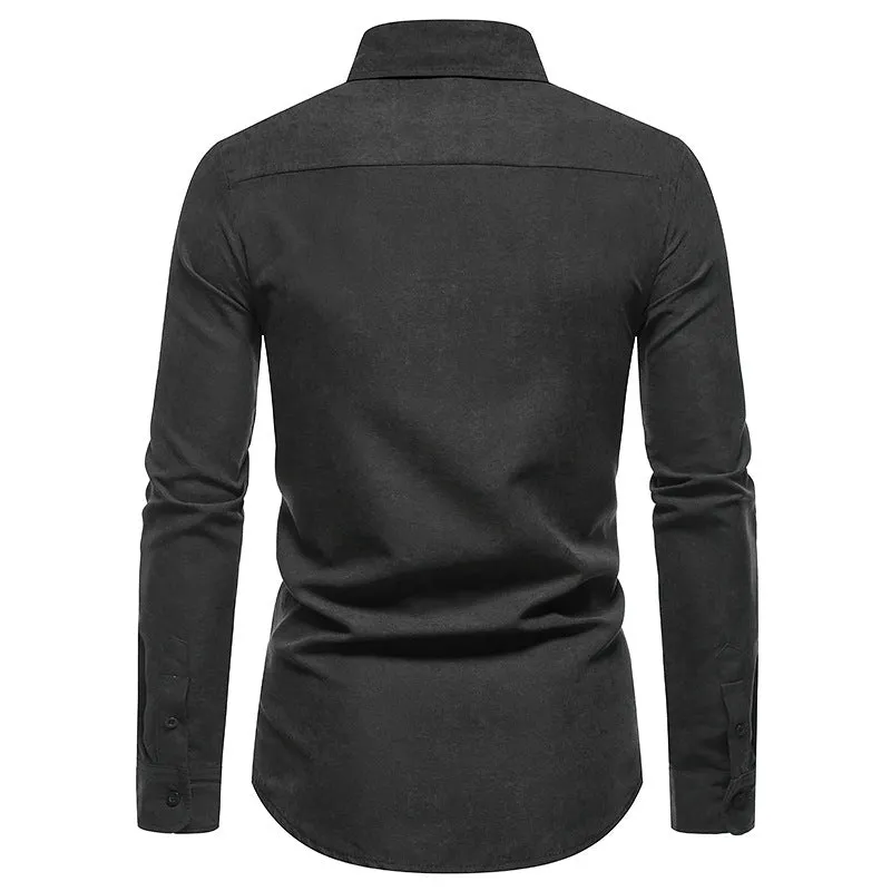 Men Turnover Collar Slim Long Sleeves Shirt