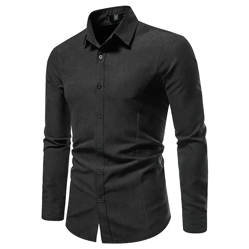 Men Turnover Collar Slim Long Sleeves Shirt