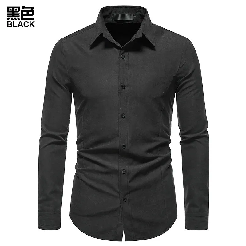 Men Turnover Collar Slim Long Sleeves Shirt