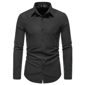 Men Turnover Collar Slim Long Sleeves Shirt