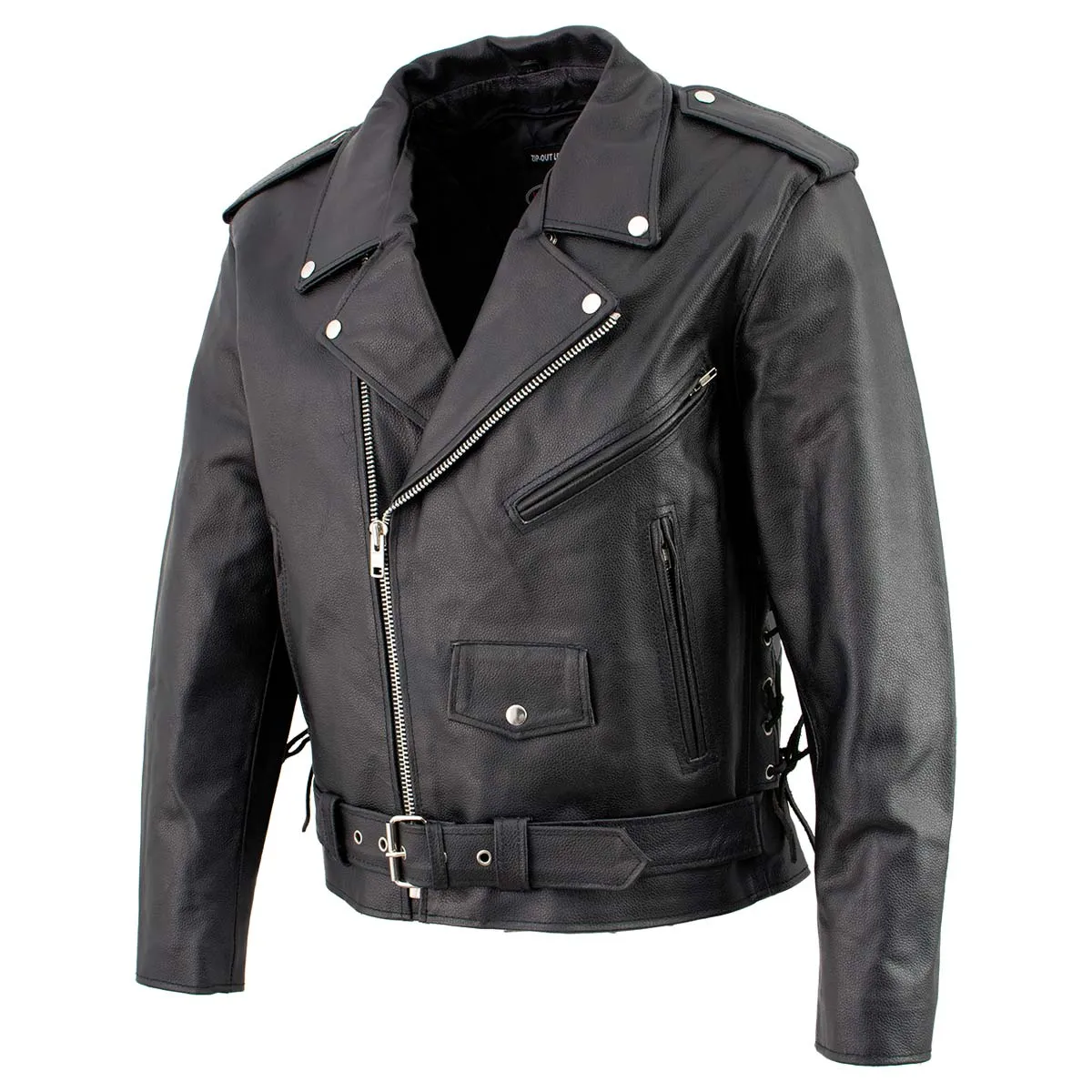 Men's XS400 Black Classic Side Lace Police Style Motorcycle Jacket