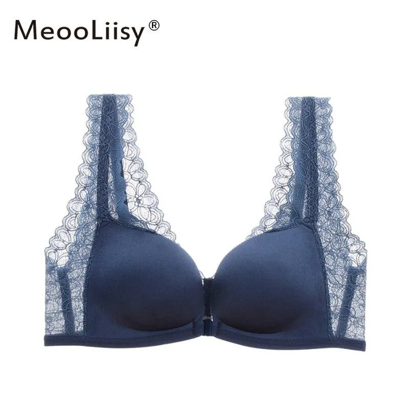 MeooLiisy New Year Red Front Buckle Bra for Women Push Up Sexy Wireless Underwear Seamless Lace Beauty Back Lingerie