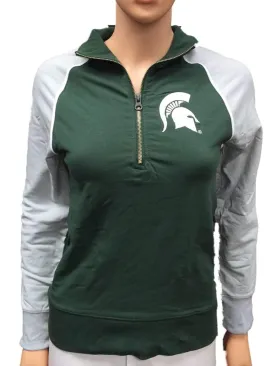 Michigan State Spartans GG Women Green Fitted 1/4 Zip Pullover Jacket