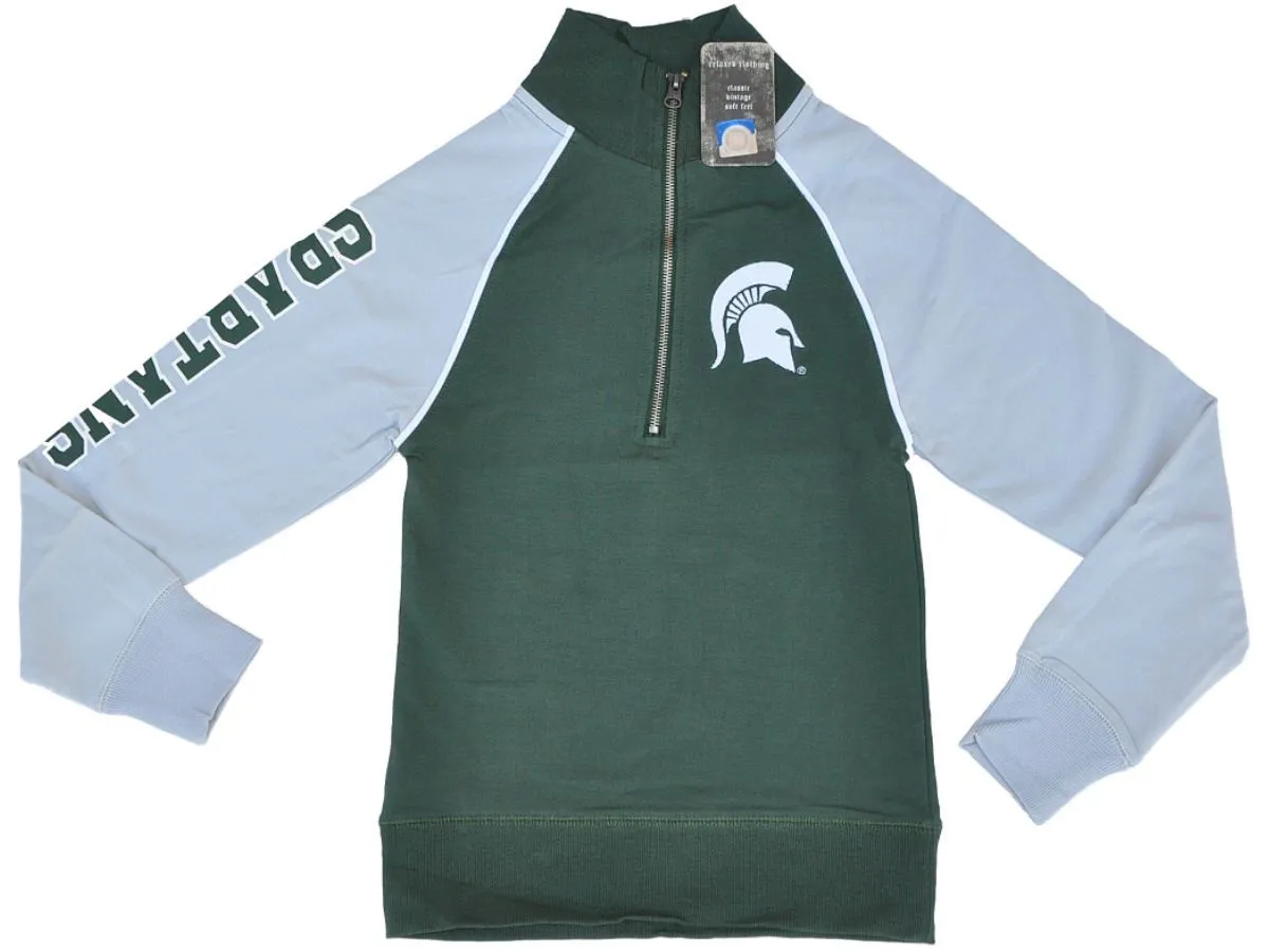 Michigan State Spartans GG Women Green Fitted 1/4 Zip Pullover Jacket