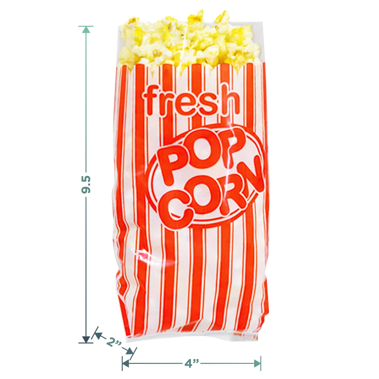 Movie Night Party Supplies - Popcorn Party Snack Paper Bags 4" x 9½" x 2" (25 Pack)