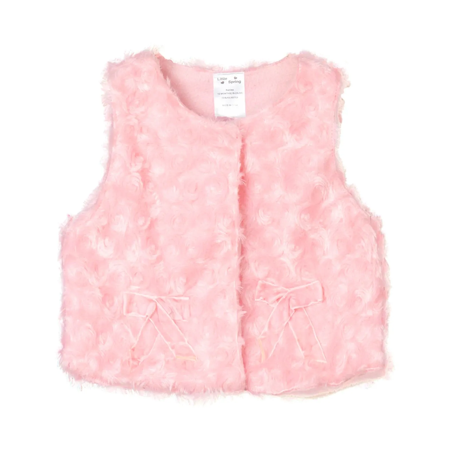 Mudkingdom Baby Girls Vest Jackets Fur Fleece Solid Warm Little Girl Autumn Winter Clothes Sleeveless Outerwear Kids Cute Coat