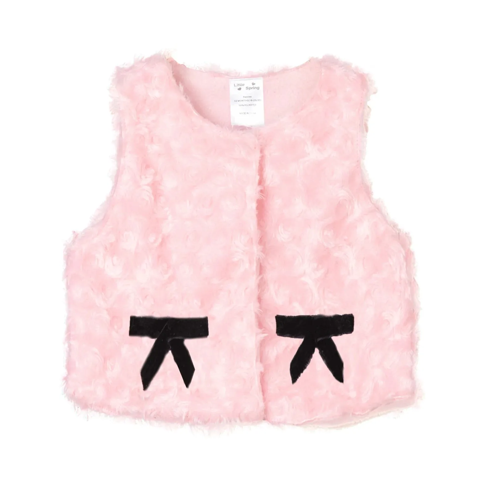 Mudkingdom Baby Girls Vest Jackets Fur Fleece Solid Warm Little Girl Autumn Winter Clothes Sleeveless Outerwear Kids Cute Coat