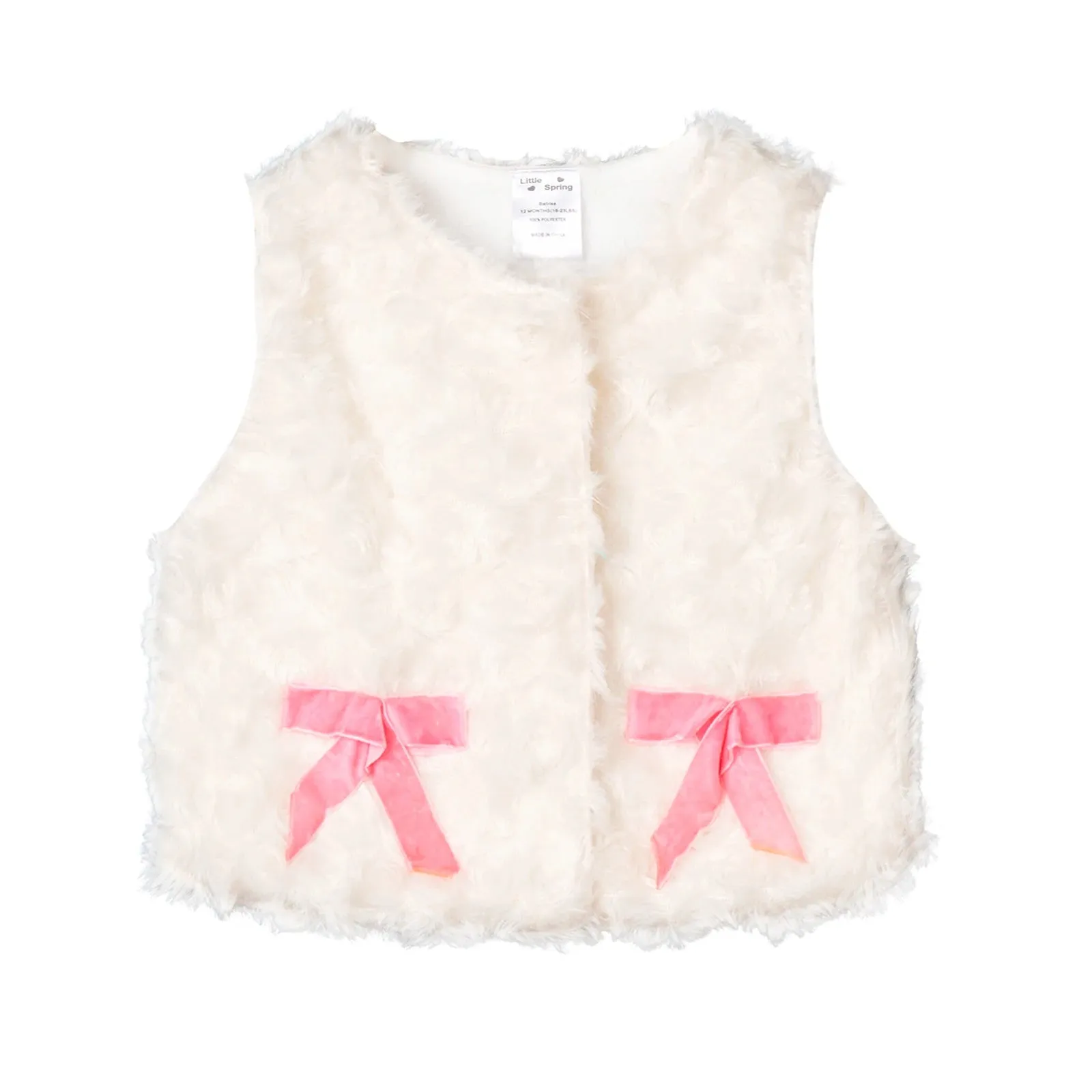 Mudkingdom Baby Girls Vest Jackets Fur Fleece Solid Warm Little Girl Autumn Winter Clothes Sleeveless Outerwear Kids Cute Coat