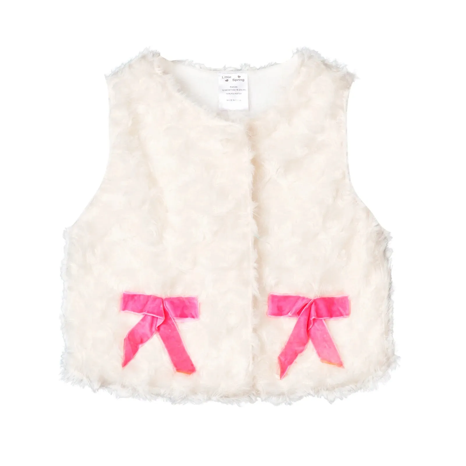 Mudkingdom Baby Girls Vest Jackets Fur Fleece Solid Warm Little Girl Autumn Winter Clothes Sleeveless Outerwear Kids Cute Coat