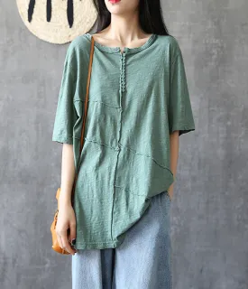 O Neck Summer Women Casual Blouse Cotton Linen Shirts  Women Tops DZA2005242