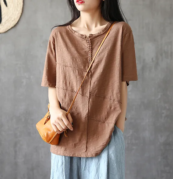 O Neck Summer Women Casual Blouse Cotton Linen Shirts  Women Tops DZA2005242