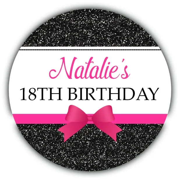 Personalised Birthday Party Stickers for Favours Party Bags Printed Glitter Effect