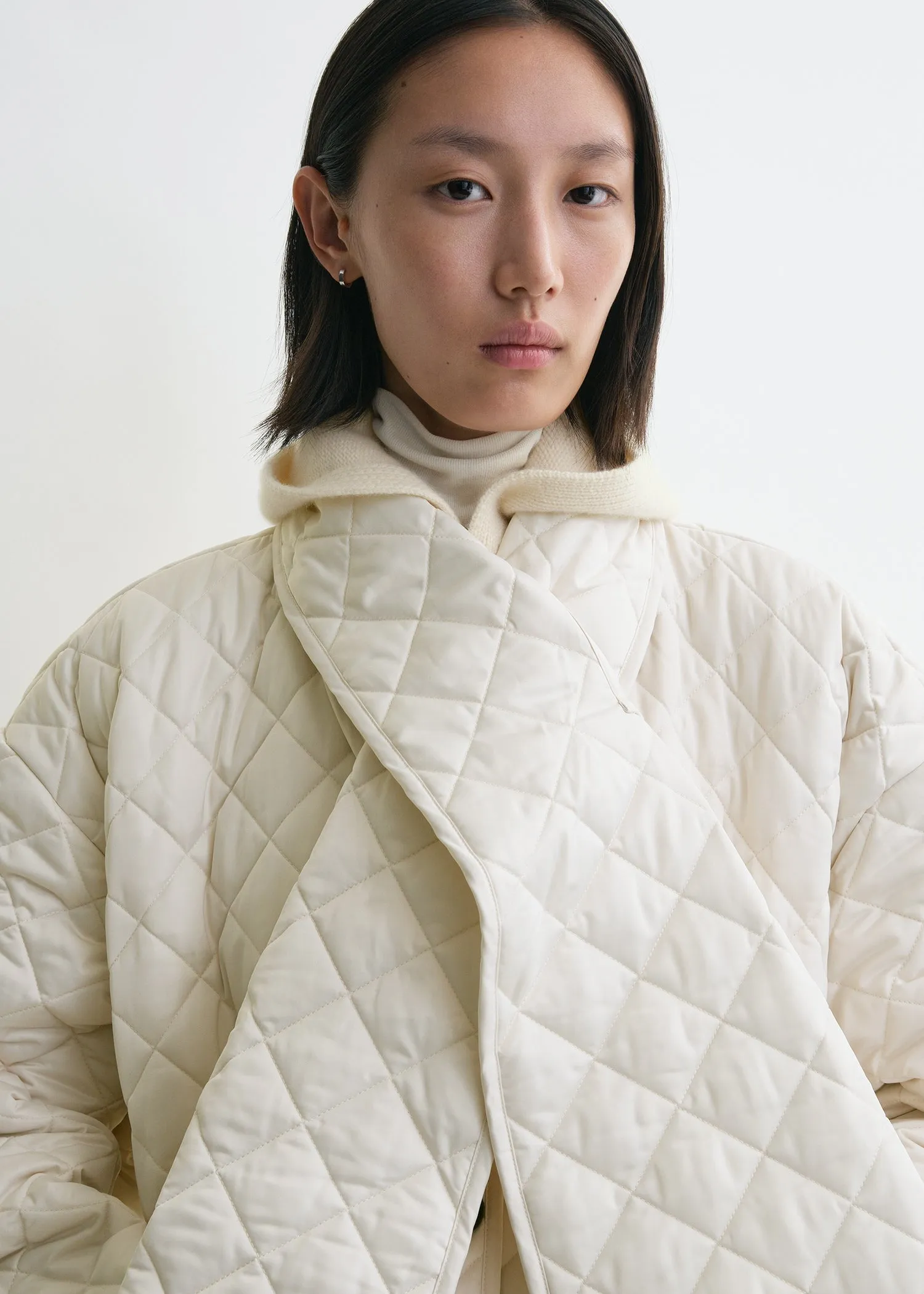 Quilted scarf jacket winter white