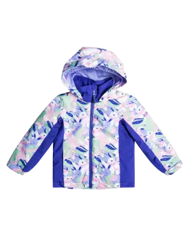 Roxy Girls' 2-7 Snowy Tale Technical Snow Jacket - Bright White / Mountains Locals