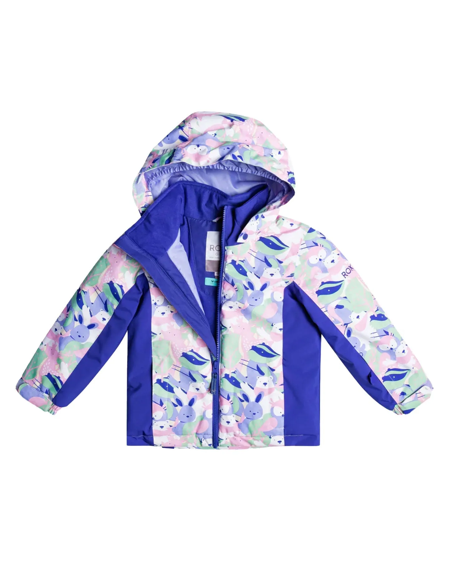 Roxy Girls' 2-7 Snowy Tale Technical Snow Jacket - Bright White / Mountains Locals