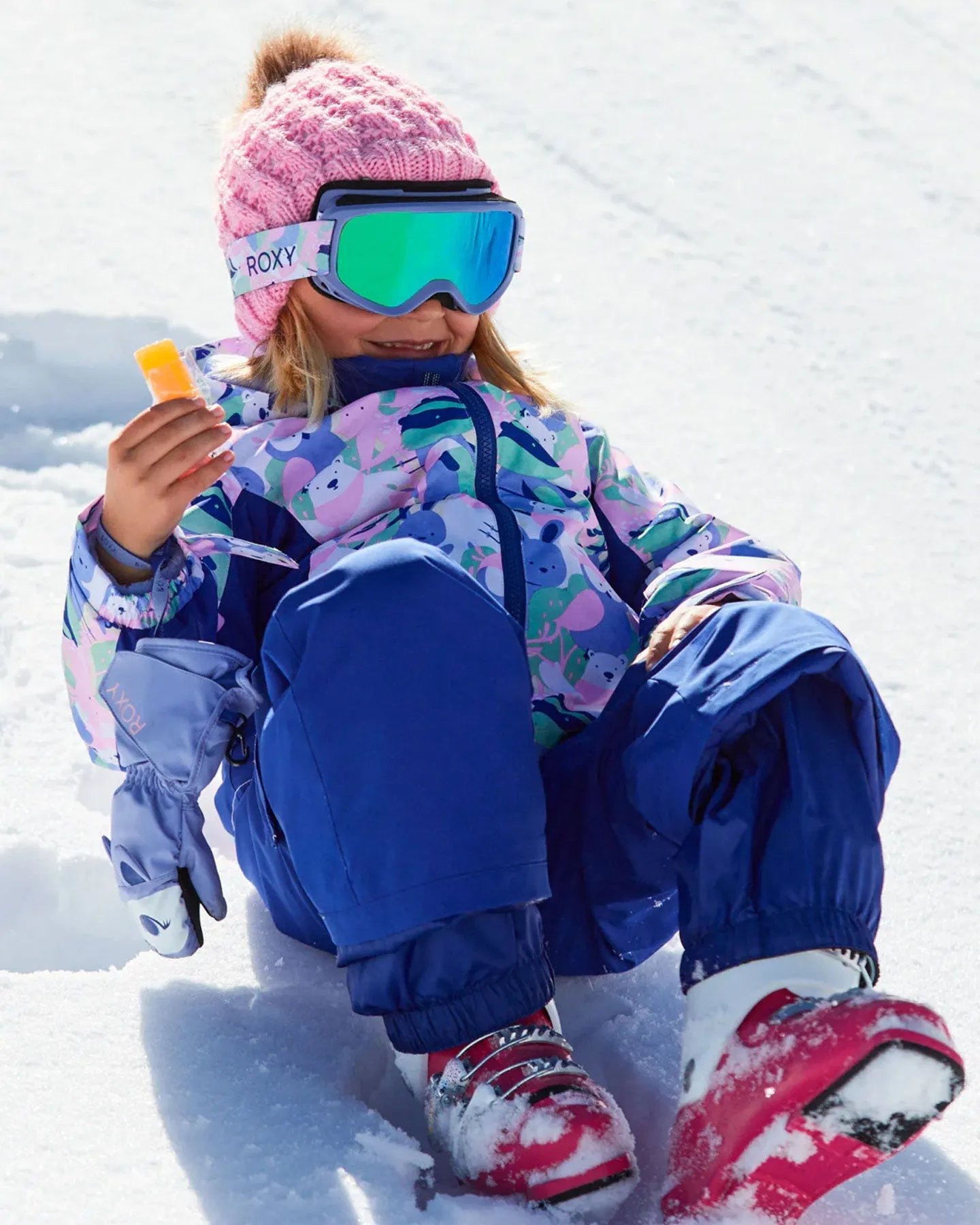 Roxy Girls' 2-7 Snowy Tale Technical Snow Jacket - Bright White / Mountains Locals