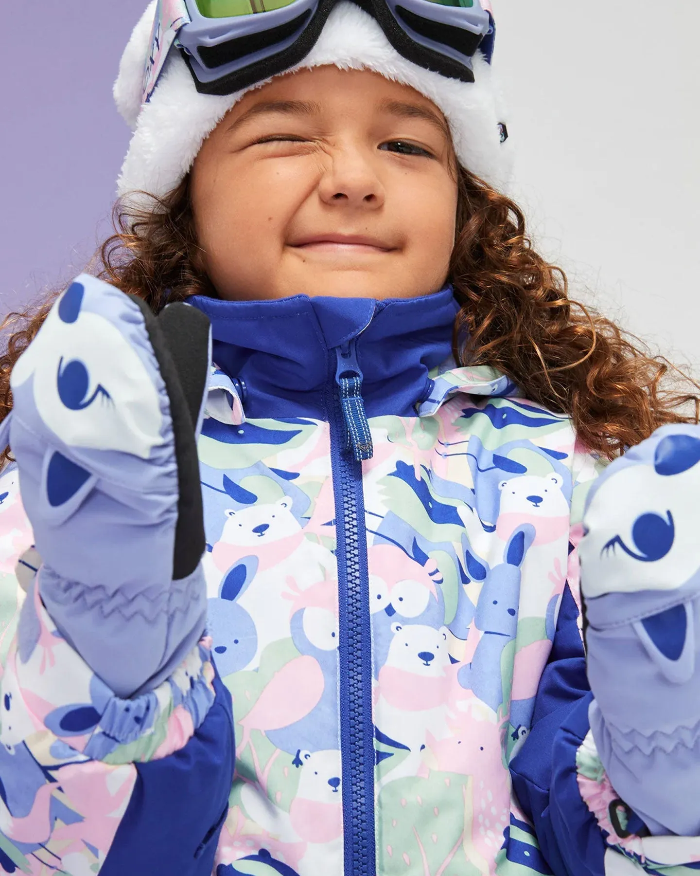 Roxy Girls' 2-7 Snowy Tale Technical Snow Jacket - Bright White / Mountains Locals