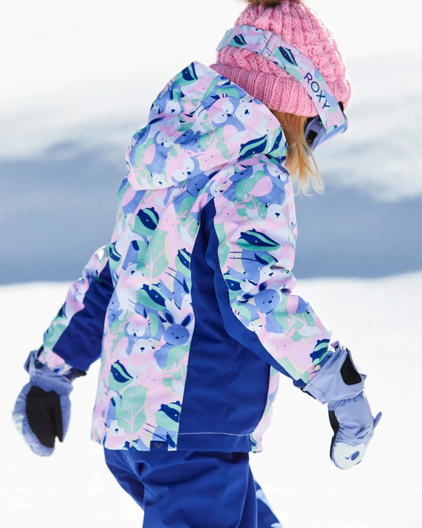 Roxy Girls' 2-7 Snowy Tale Technical Snow Jacket - Bright White / Mountains Locals