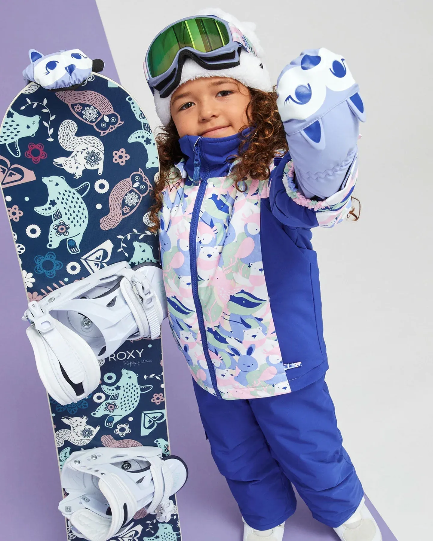 Roxy Girls' 2-7 Snowy Tale Technical Snow Jacket - Bright White / Mountains Locals