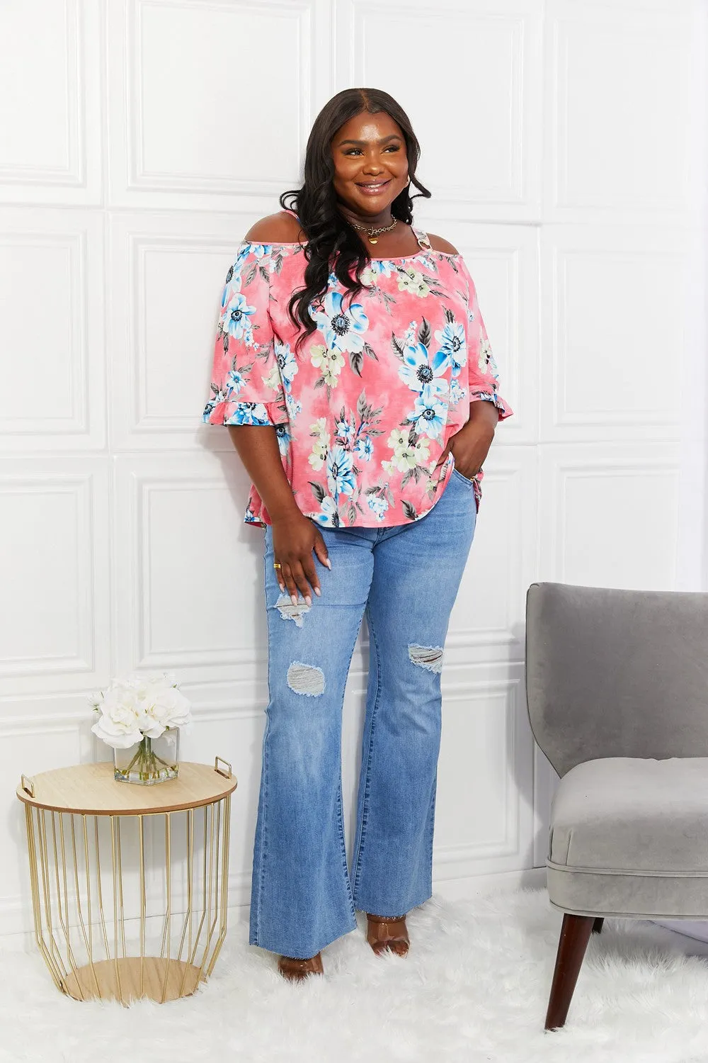 Sew In Love Fresh Take  Floral Cold-Shoulder Top