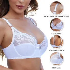 Sexy Lace Bra Women Floral Underwire Bralette Plus Size Lingerie Thin Ladies Intimates Femme Backless Brassiere Push Up Bras