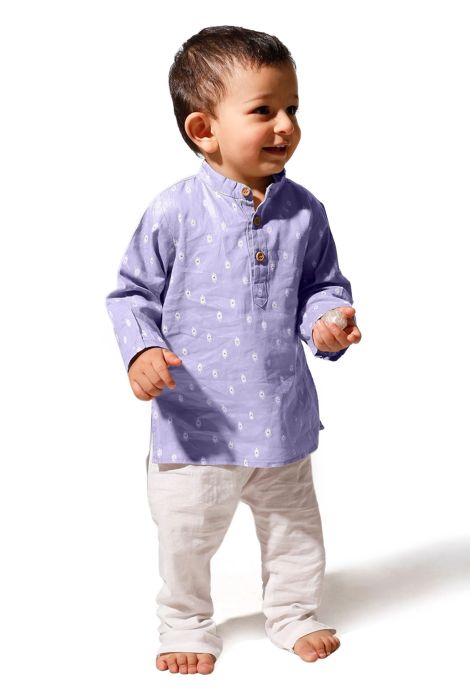 Tawny Blue Cotton Kurta Pyjama Set