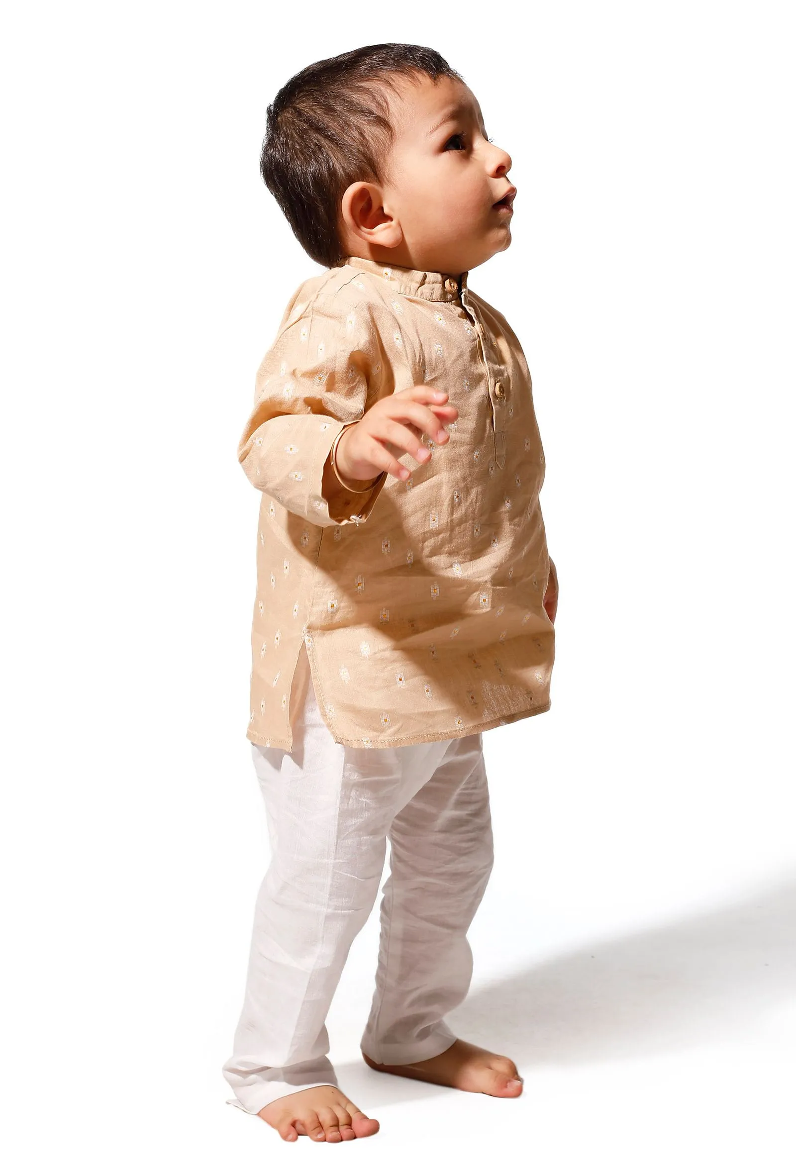 Tortilla Beige Cotton Kurta Pyjama Set