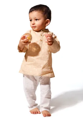 Tortilla Beige Cotton Kurta Pyjama Set